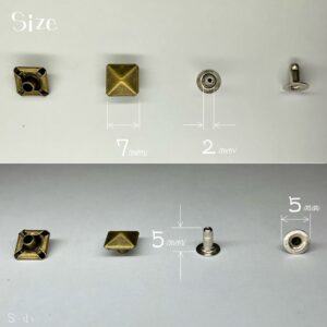 【Peacock】Pyramid Rivets (S/ 7mm) Antique Brass Plate