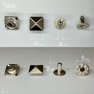 【Peacock】Pyramid Rivets (M/ 10mm) Nickel Plate