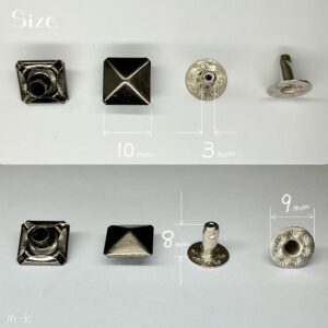 【Peacock】Pyramid Rivets (M/ 10mm) Gunmetal Plate