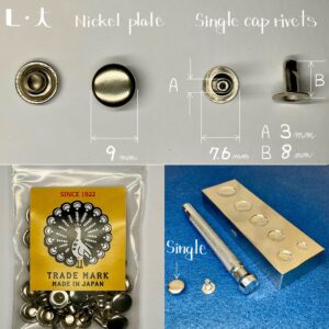 【Peacock】Single Cap Rivets (L/ 9mm) Nickel Plate