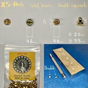 【Peacock】Double Cap Rivets (XS/ 4.6mm) Solid Brass