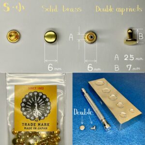 【Peacock】Double Cap Rivets (S/ 6mm) Solid Brass