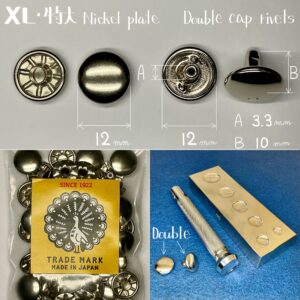 【Peacock】Double Cap Rivets (XL/ 12mm) Nickel Plate