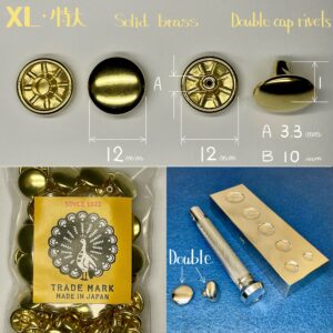 【Peacock】Double Cap Rivets (XL/ 12mm) Solid Brass