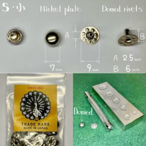 【Peacock】Domed Rivets (S/ 7mm) Nickel Plate