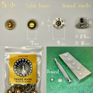 【Peacock】Domed Rivets (S/ 7mm) Solid Brass