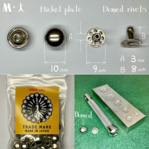 【Peacock】Domed Rivets (M/ 10mm) Nickel Plate