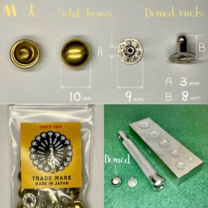 【Peacock】Domed Rivets (M/ 10mm) Solid Brass