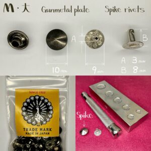 【Peacock】Spike Rivets (M/ 10mm) Gunmetal Plate