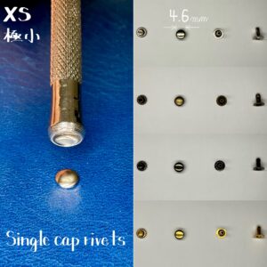 【Peacock】Single Cap Rivets (XS/ 4.6mm) Antique Brass Plate