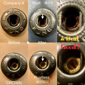 HIGH CROWN バネホック (小/ B3D) 真鍮無垢《革の為に開発した防水金具》【CROWN】