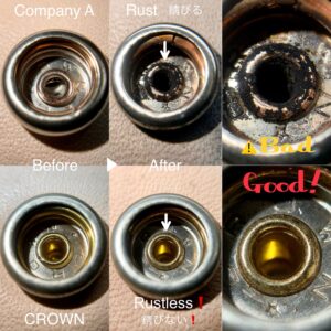 HIGH CROWN バネホック (小/ B3D) 真鍮無垢《革の為に開発した防水金具》【CROWN】