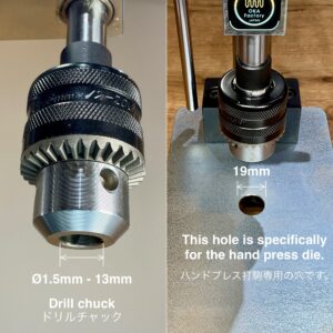 Multi Hand Press【PRO】Includes: Hand Press Board 1pc/ Die 2pcs/ Cutting board size M/ Drill chuck handle (Pressing capacity 1.5ton)