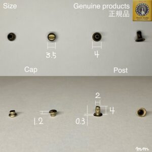 【Peacock】Single Cap Rivets (XXS/ 3.5mm) Antique Brass Plate