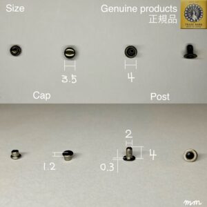 【Peacock】Single Cap Rivets (XXS/ 3.5mm) Gunmetal Plate