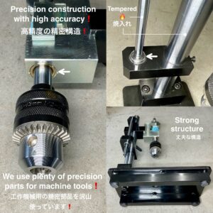 マルチハンドプレス【PRO】付属品: 抜き型用板1枚/ 治具2個/ ゴム板木目調(Size M)/ ドリルチャックハンドル (圧力能力: 1.5t)