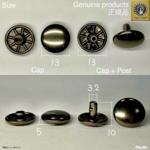 【Peacock】両面カシメ (特々大/ 13mm) 黒ニッケル