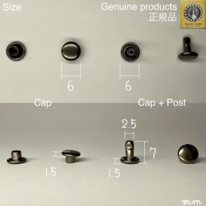 【Peacock】Double Cap Rivets (S/ 6mm) Gunmetal Plate