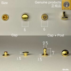 【Peacock】Double Cap Rivets (S/ 6mm) Solid Brass