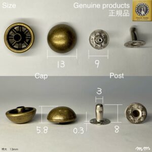 【Peacock】玉飾りカシメ (特大/ 13mm) アンティーク