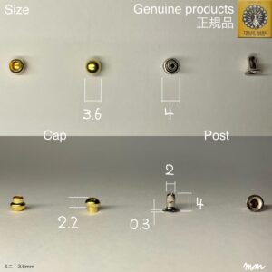 【Peacock】玉飾りカシメ (ミニ/ 3.6mm) 真鍮無垢