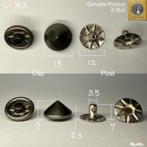 【Peacock】丸ピラミッドカシメ (特大/ 13mm) 黒ニッケル
