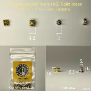 Square Pyramid Rivets (XS/ 4.2mm) Solid Brass【Peacock】