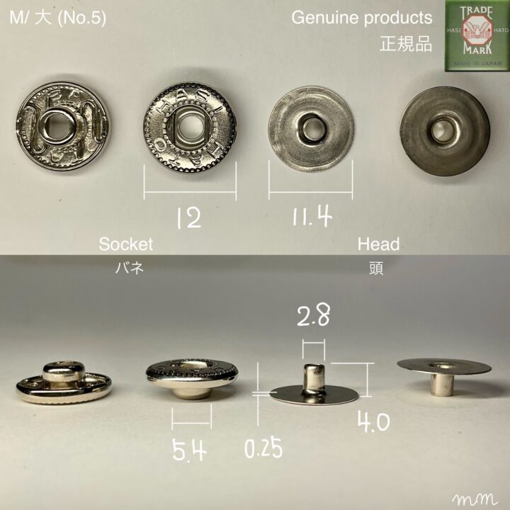 Flat Head Post (M/ 11.4mm) Nickel Plate (For spring snaps)【HASI HATO】