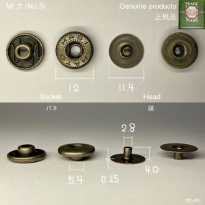 Flat Head Post (M/ 11.4mm) Antique Brass Plate (For spring snaps)【HASI HATO】