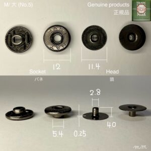 Flat Head Post (M/ 11.4mm) Gunmetal Plate (For spring snaps)【HASI HATO】