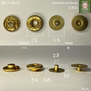 Flat Head Post (M/ 11.4mm) Solid Brass (For spring snaps)【HASI HATO】