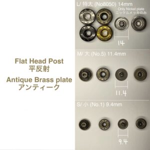 Flat Head Post (M/ 11.4mm) Antique Brass Plate (For spring snaps)【HASI HATO】