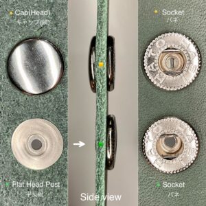 Flat Head Post (L/ 14mm) Nickel Plate (For spring snaps)【HASI HATO】