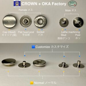 平反射 (①③/ B9.3/ 9.5mm) ニッケルメッキ (バネホック専用)【CROWN】